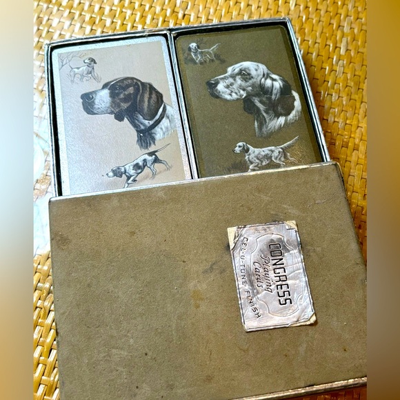 Vintage Congress dog hound playing cards set of 2 full decks! - Picture 1 of 8